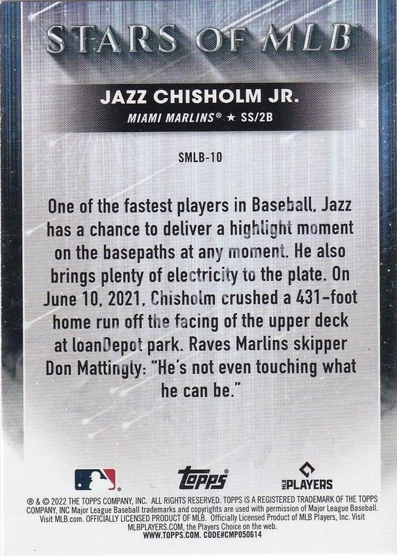 2022 Topps Stars of MLB #SMLB10 Jazz Chisholm Jr.