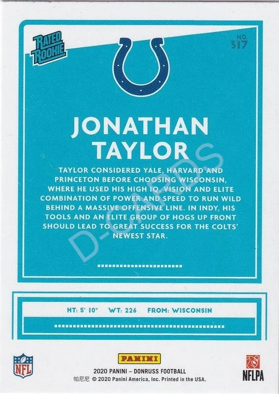 2020 Donruss #317 Jonathan Taylor RR RC