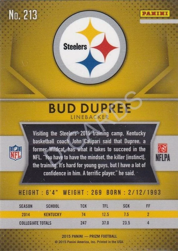 2015 Panini Prizm #213 Bud Dupree RC