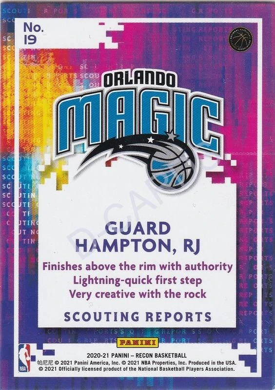 2020-21 Panini Recon Scouting Reports #19 RJ Hampton