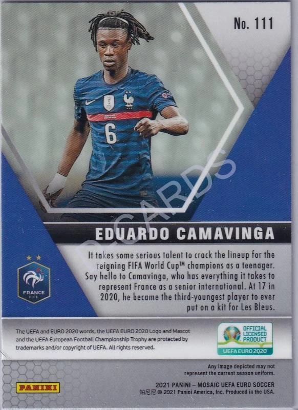 2020-21 Panini Mosaic UEFA Euro #111 Eduardo Camavinga RC