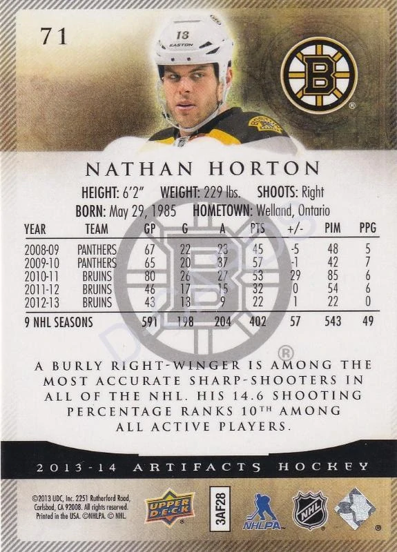 2013-14 Artifacts #71 Nathan Horton