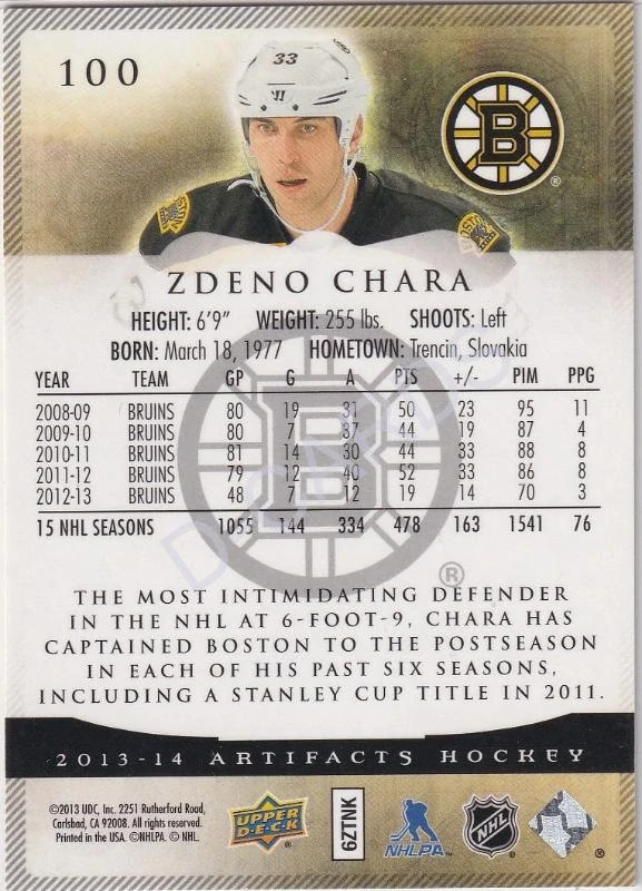 2013-14 Artifacts Ruby #100 Zdeno Chara (Limit 200/399)