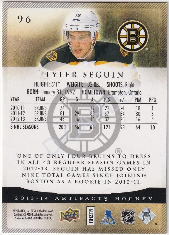 2013-14 Artifacts Sapphire #96 Tyler Seguin (Limit 70/85)
