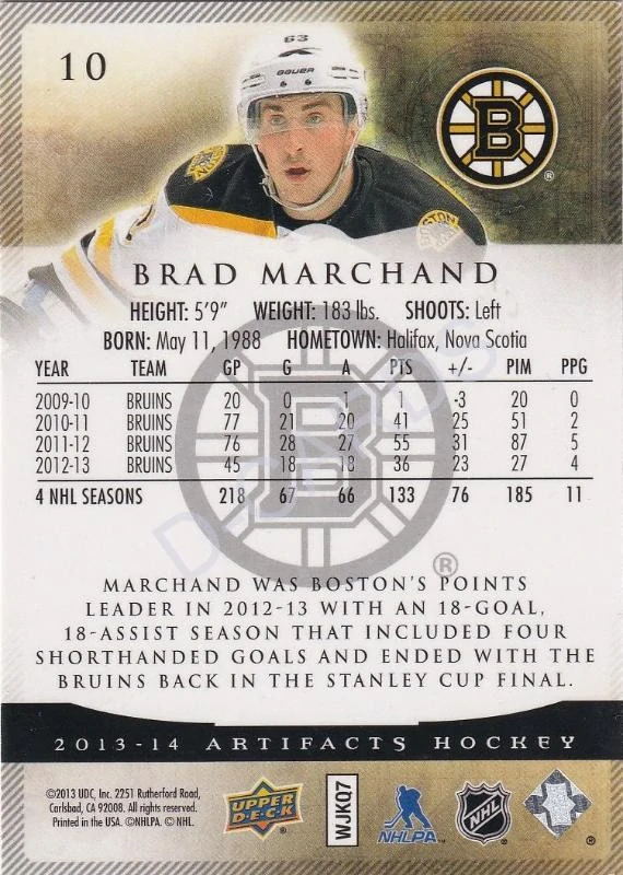 2013-14 Artifacts Spectrum #10 Brad Marchand (Limit 17/25)