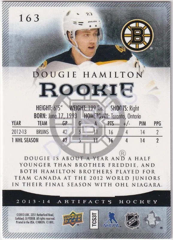 2013-14 Artifacts Spectrum #163 Dougie Hamilton RC (Limit 16/25)