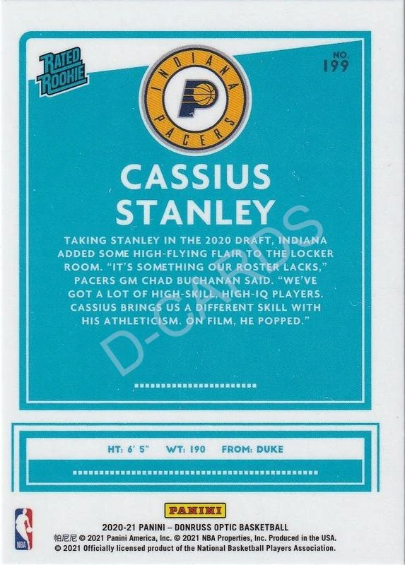 2020-21 Donruss Optic #199 Cassius Stanley RR RC