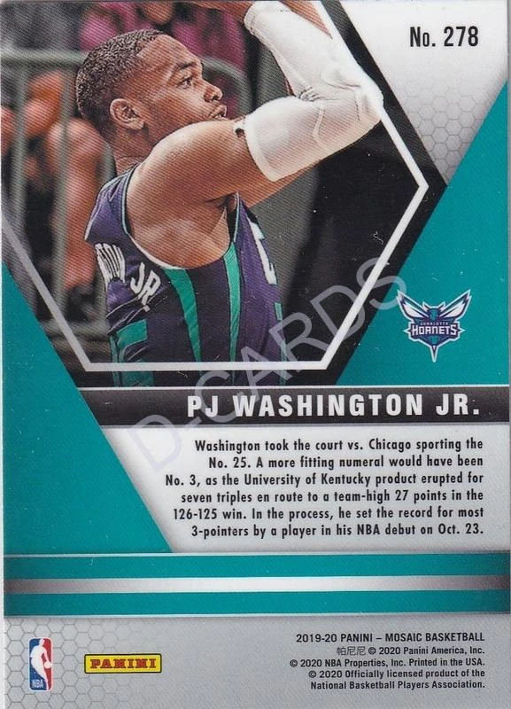 2019-20 Panini Mosaic #278 PJ Washington Jr.