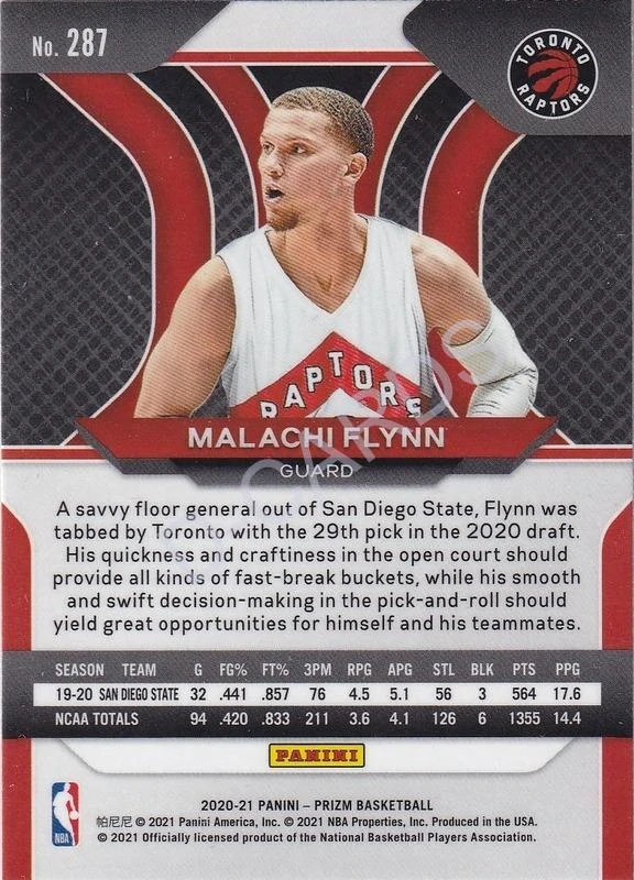 2020-21 Panini Prizm #287 Malachi Flynn RC