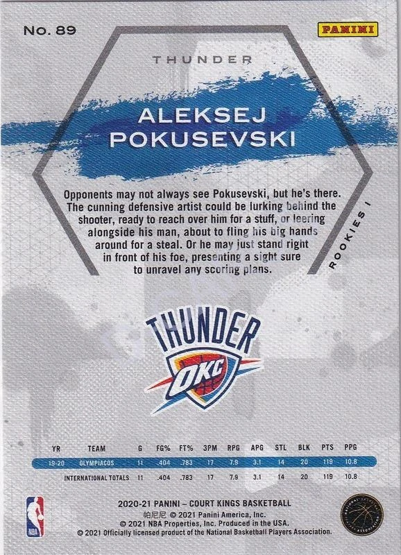 2020-21 Court Kings #89 Aleksej Pokusevski RC