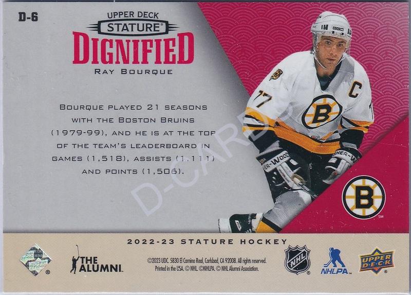  2022-23 Upper Deck Stature Dignified Red #D6 Ray Bourque (Limit 36/75)