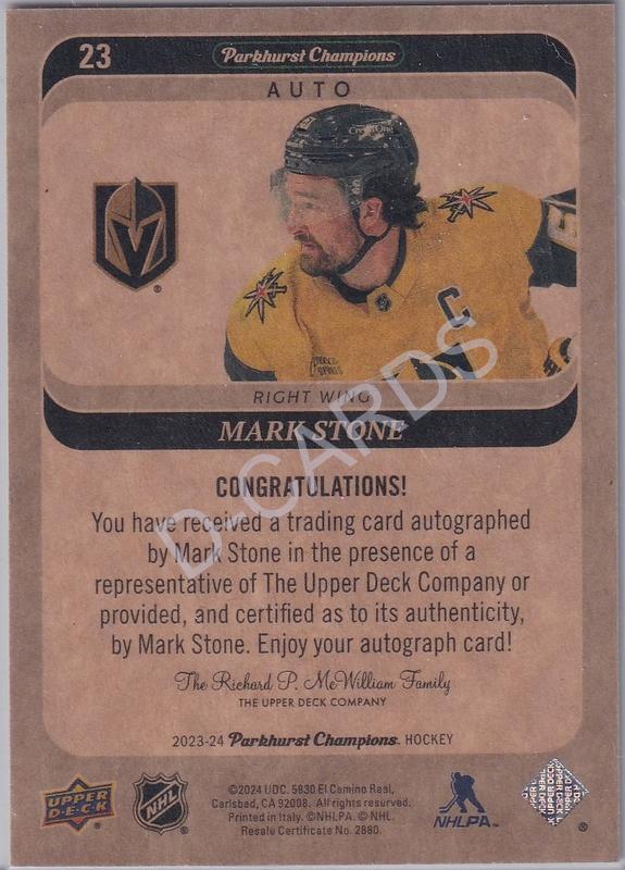 2023-24 Parkhurst Champions Autographs #23 Mark Stone