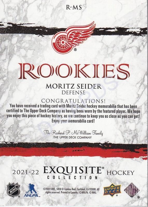 2021-22 Exquisite Collection Rookie Patch Gold #RMS Moritz Seider RC (Limit 11/25)