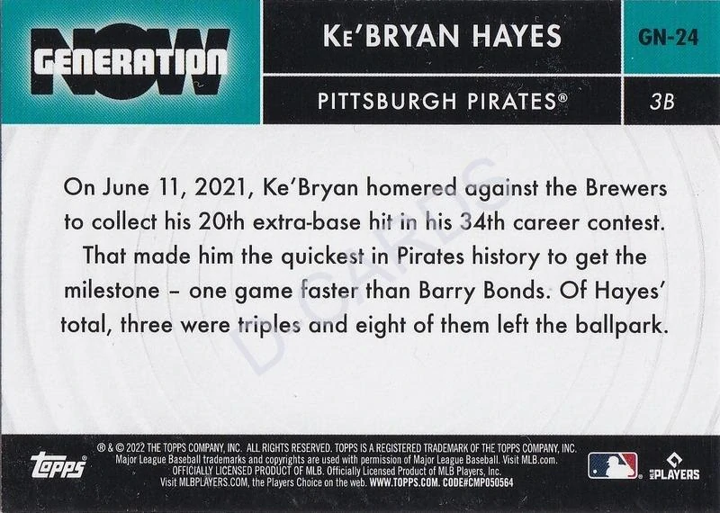 2022 Topps Generation Now #GN24 Ke'Bryan Hayes