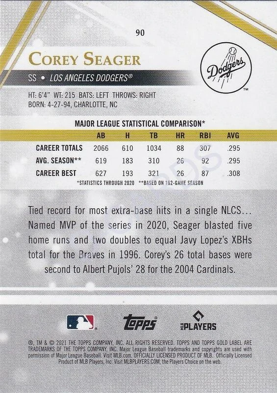 2021 Topps Gold Label Class 2 #90 Corey Seager