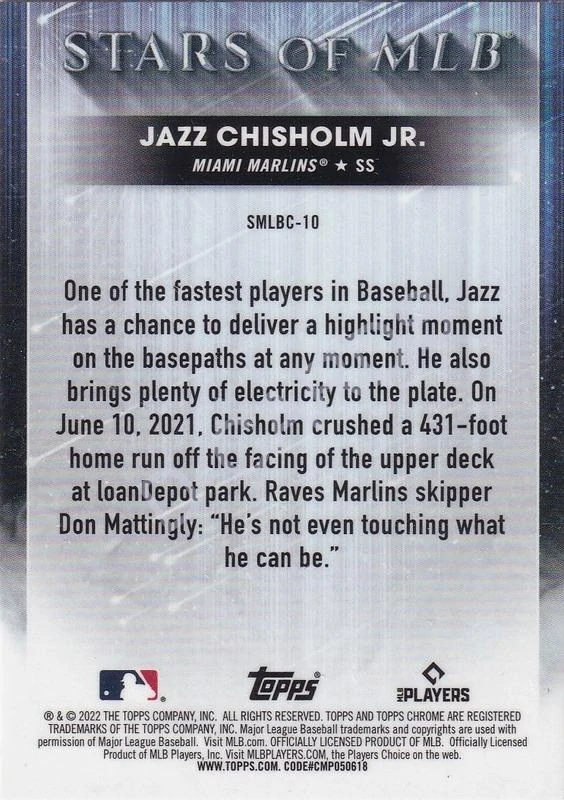 2022 Topps Stars of MLB Chrome #SMLBC10 Jazz Chisholm Jr.