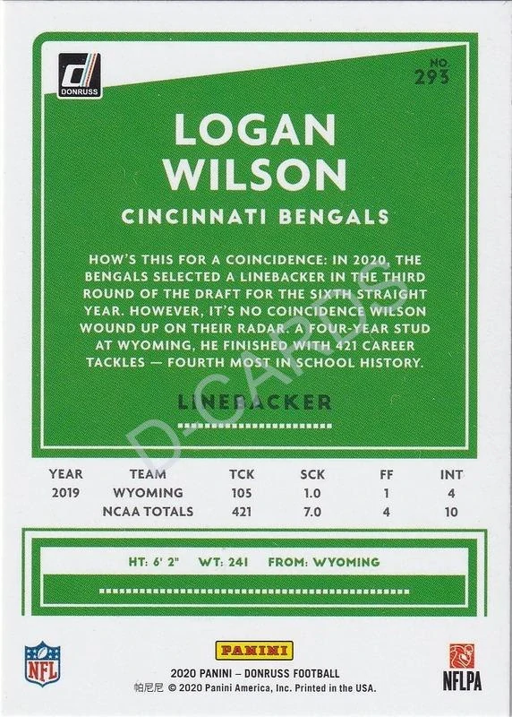 2020 Donruss #293 Logan Wilson RC