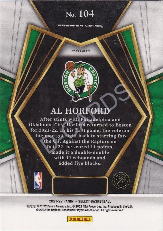 2021-22 Select Prizms Blue Shimmer #104 Al Horford