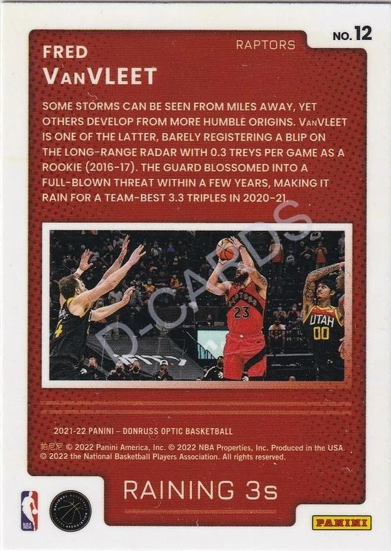 2021-22 Donruss Optic Raining 3s #12 Fred VanVleet