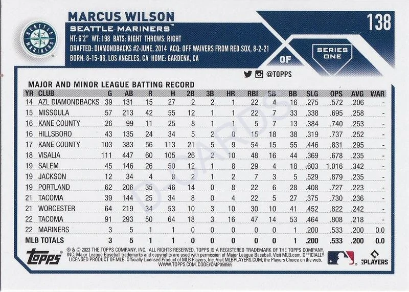 2023 Topps Gold Rainbow Foil #138 Marcus Wilson RC
