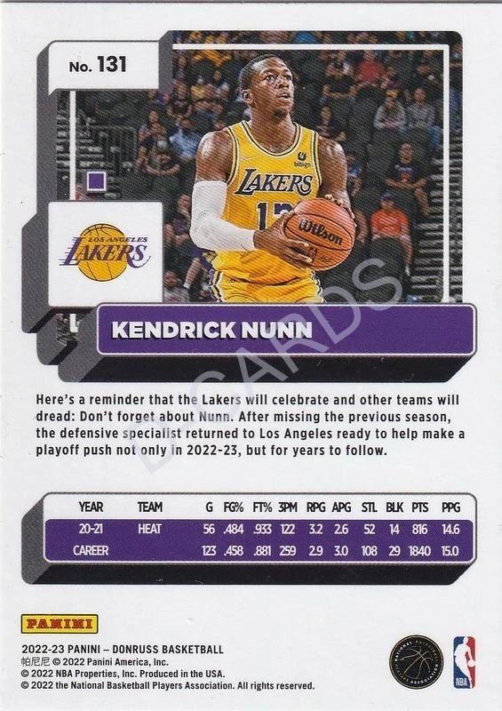 2022-23 Donruss Press Proof Silver #131 Kendrick Nunn