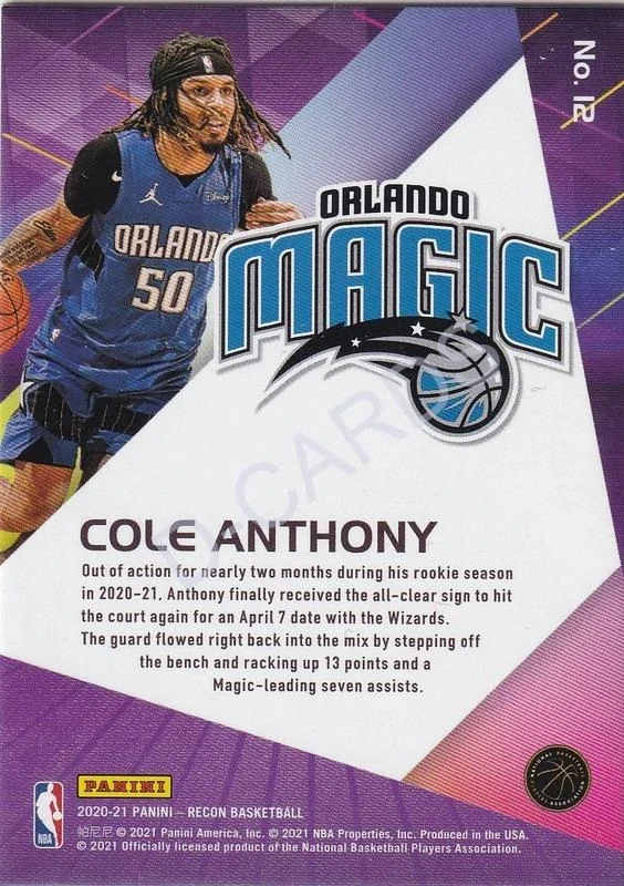 2020-21 Panini Recon #12 Cole Anthony RC