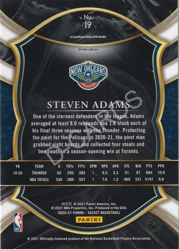 2020-21 Select Prizms Blue #19 Steven Adams