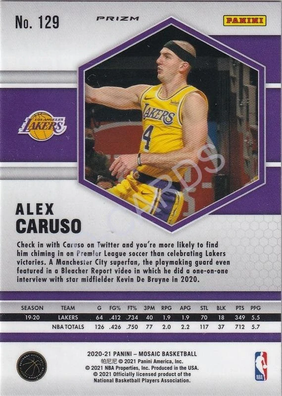 2020-21 Panini Mosaic Mosaic Reactive Red #129 Alex Caruso