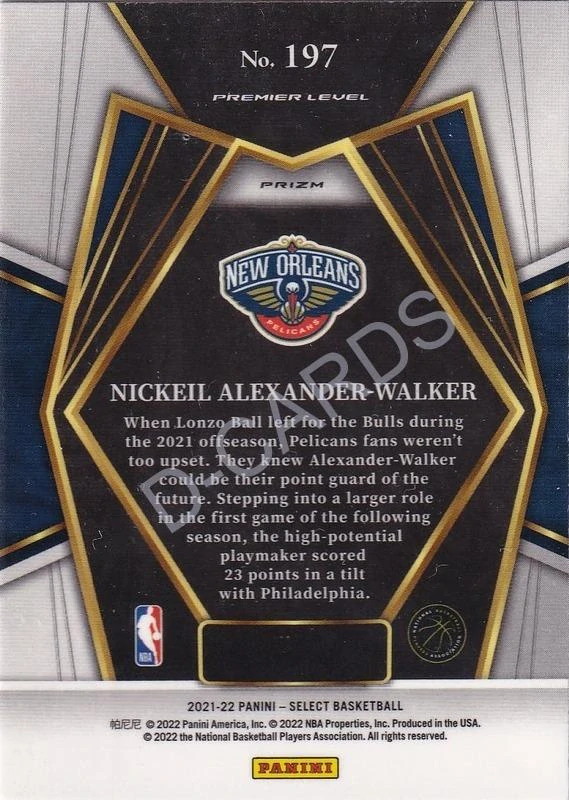 2021-22 Select Prizms Silver #197 Nickeil Alexander-Walker