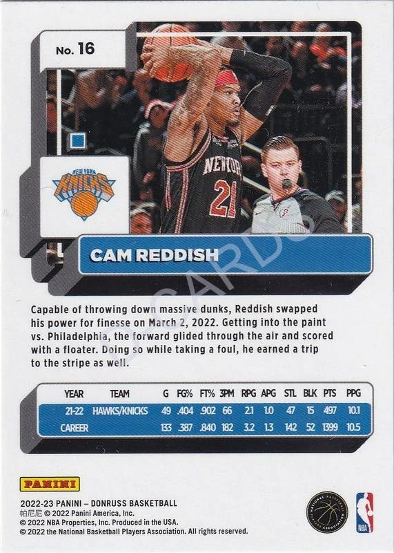 2022-23 Donruss Press Proof Silver #16 Cam Reddish