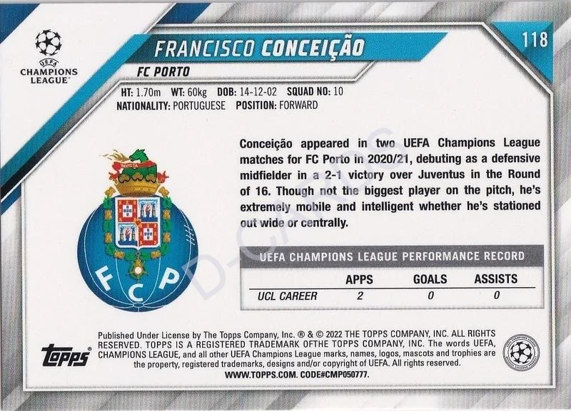 2021-22 Topps UEFA Champions League #118 Francisco Conceicao RC