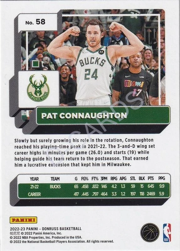 2022-23 Donruss Press Proof Silver #58 Pat Connaughton