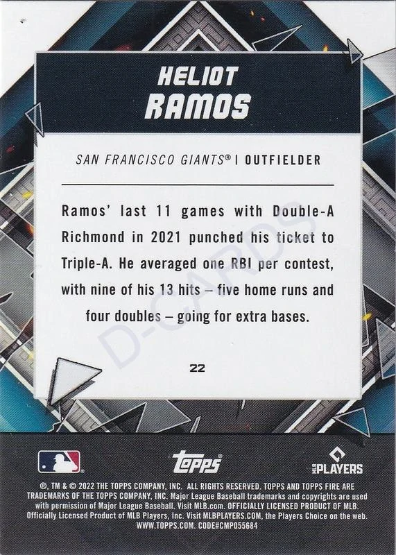 2022 Topps Fire Gold Minted #22 Heliot Ramos RC