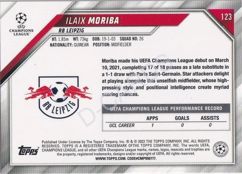 2021-22 Topps UEFA Champions League #123 Ilaix Moriba RC
