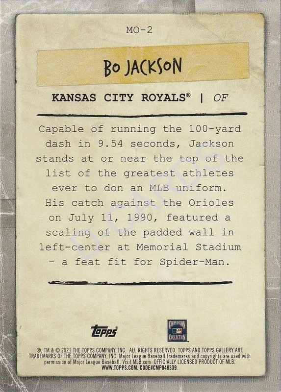 2021 Topps Gallery MLB Originals #MO2 Bo Jackson