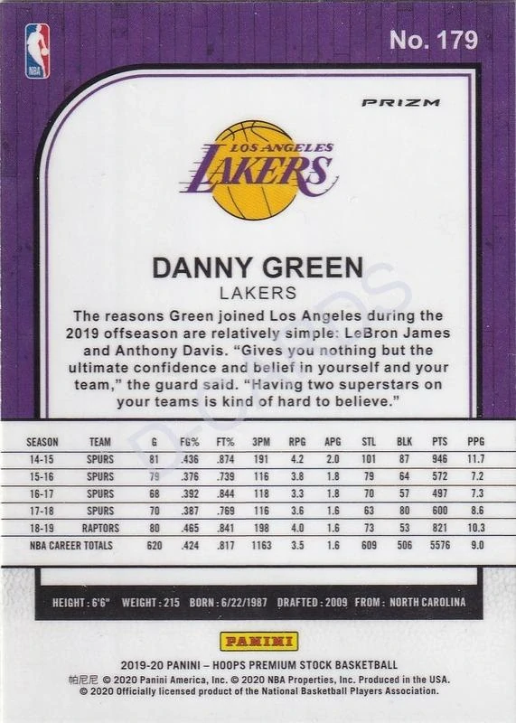2019-20 Hoops Premium Stock Prizms Silver #179 Danny Green