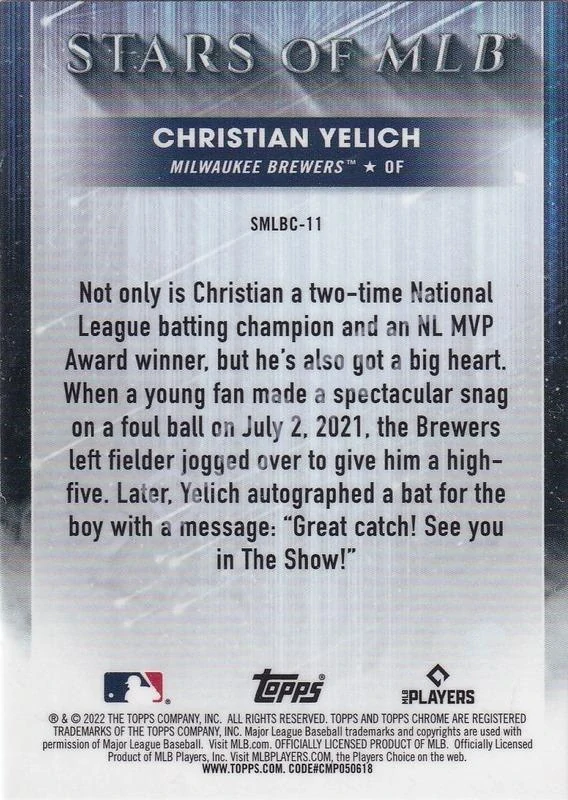 2022 Topps Stars of MLB Chrome #SMLBC11 Christian Yelich