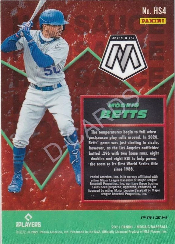 2021 Panini Mosaic Hot Sauce Mosaic Green #4 Mookie Betts