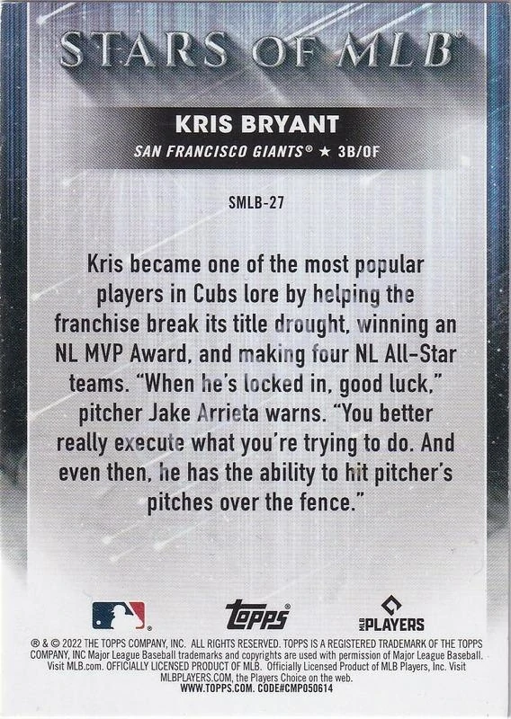 2022 Topps Stars of MLB #SMLB27 Kris Bryant