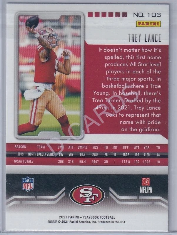 2021 Panini Playbook Mosaic #103 Trey Lance RC