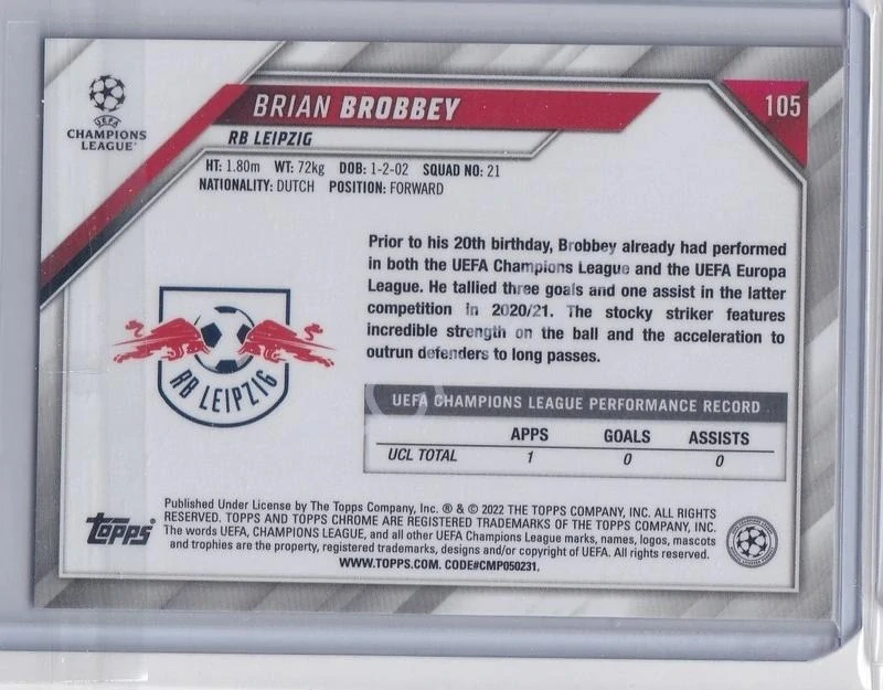 2021-22 Topps Chrome UEFA Champions League #105 Brian Brobbey RC