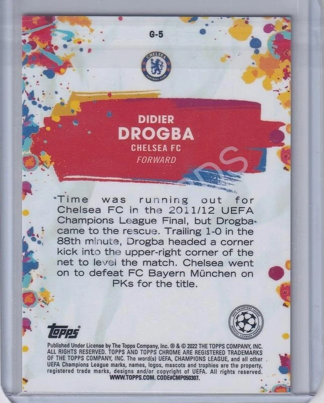 2021-22 Topps Chrome UEFA Champions League Golazo #G5 Didier Drogba