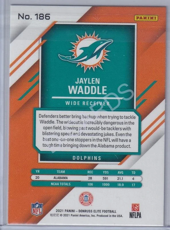 2021 Elite Pink #186 Jaylen Waddle RC Variation
