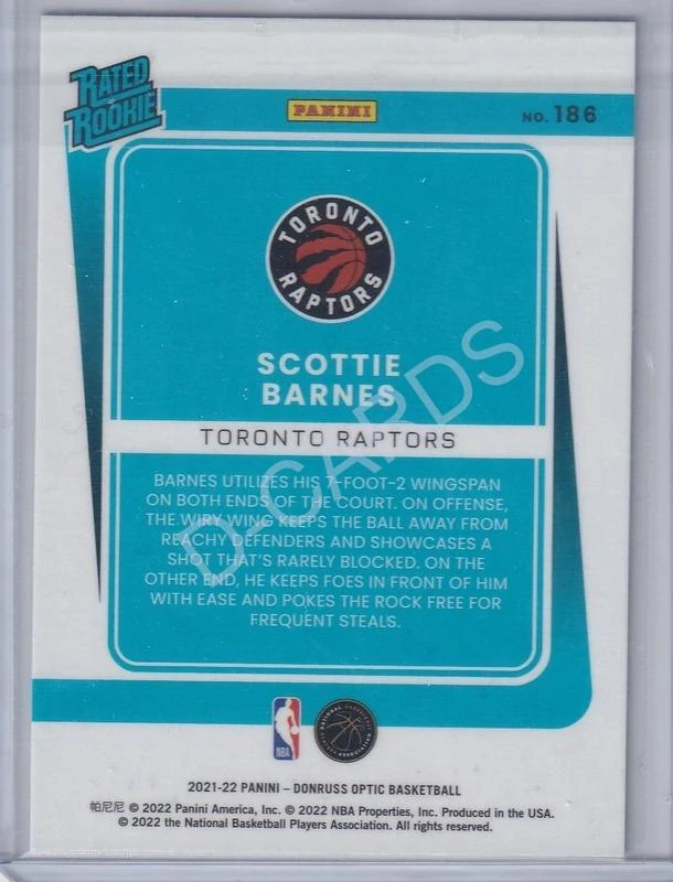 2021-22 Donruss Optic #186 Scottie Barnes RC