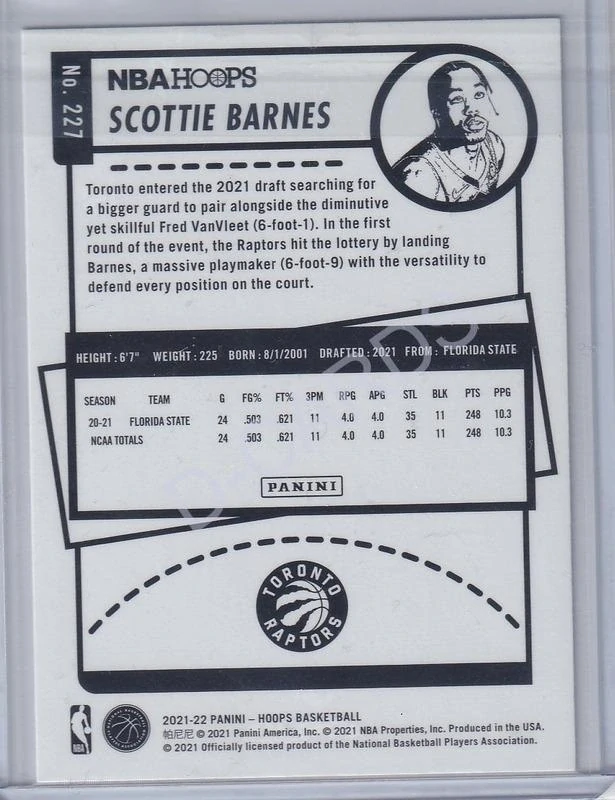 2021-22 Hoops #227 Scottie Barnes RC