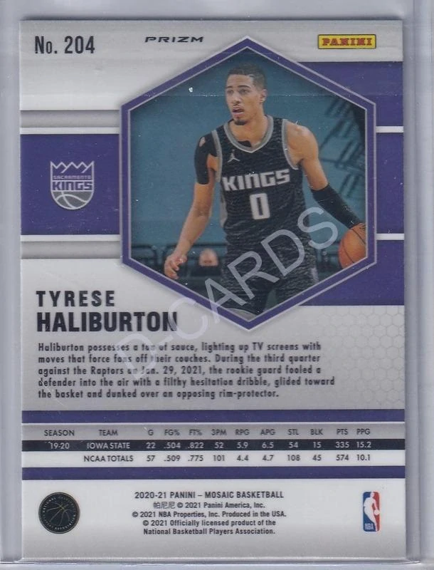 2020-21 Panini Mosaic Mosaic Green #204 Tyrese Haliburton RC