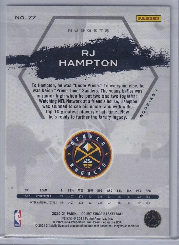 2020-21 Court Kings #77 RJ Hampton RC