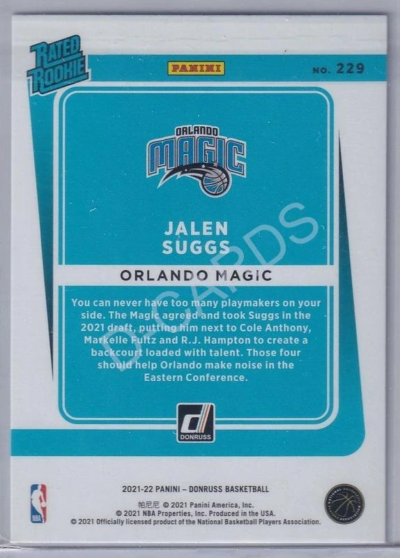 2021-22 Donruss Holo Teal Laser #229 Jalen Suggs RR RC