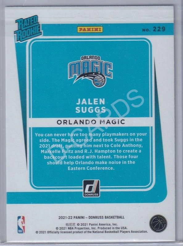 2021-22 Donruss Holo Green and Yellow Laser #229 Jalen Suggs RR RC