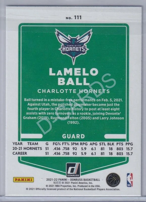 2021-22 Donruss Holo Teal Laser #111 LaMelo Ball